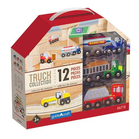 guidecraft wooden truck collection set of 12